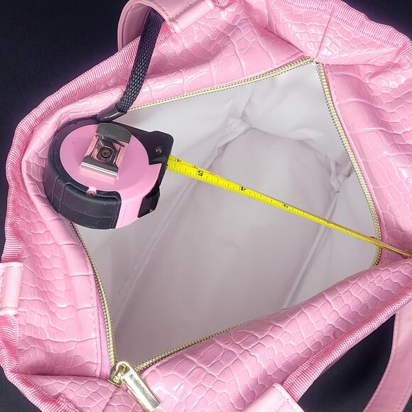 Paris Hilton Pink Faux Croc Zippered Insulated Lunch Bag Tote 12 X 10‎ X 5 NWT - Picture 7 of 11